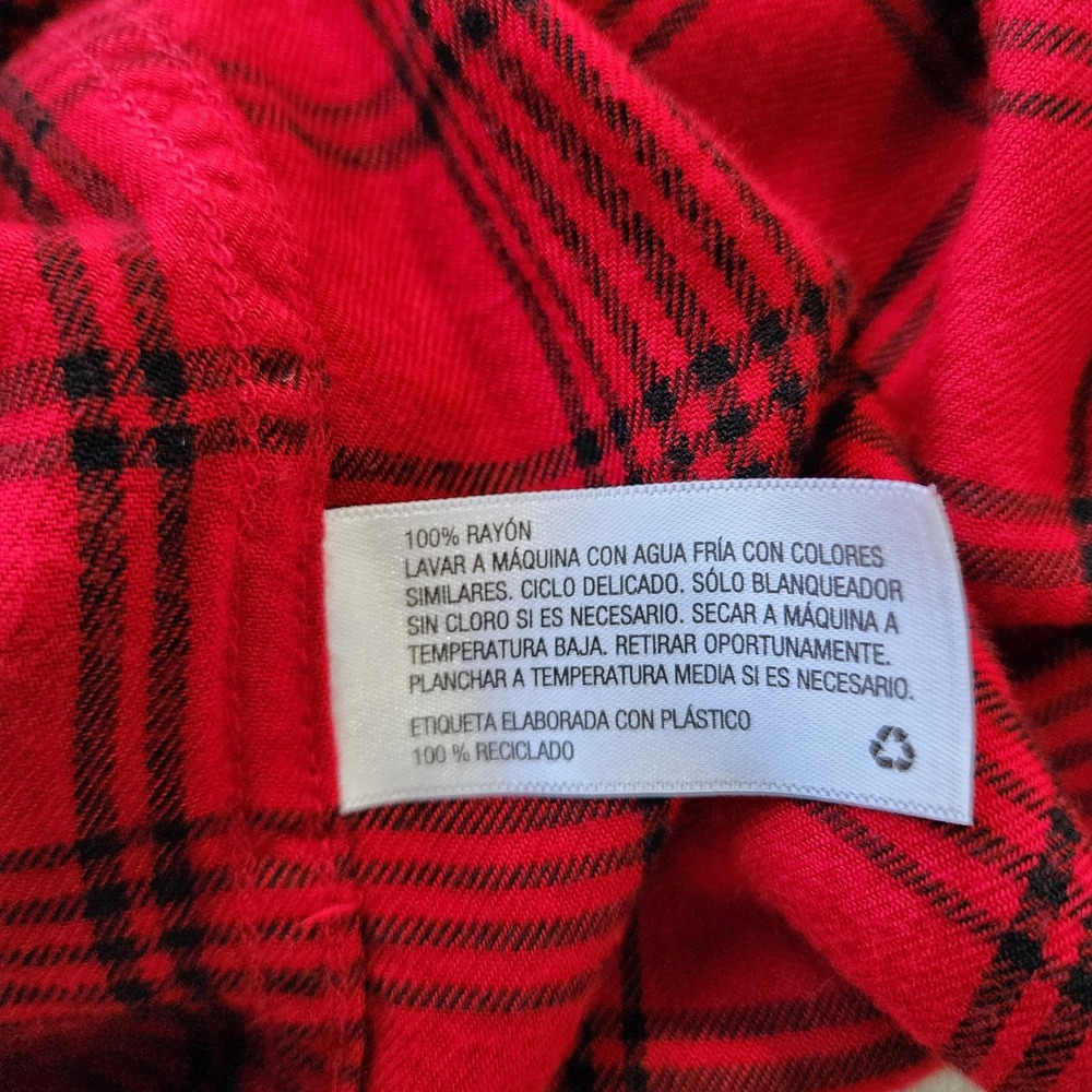 Ava & Viv Shirt Women's Plus 2x Red Plaid Long Sleeve Button Up Pockets - Picture 4 of 8